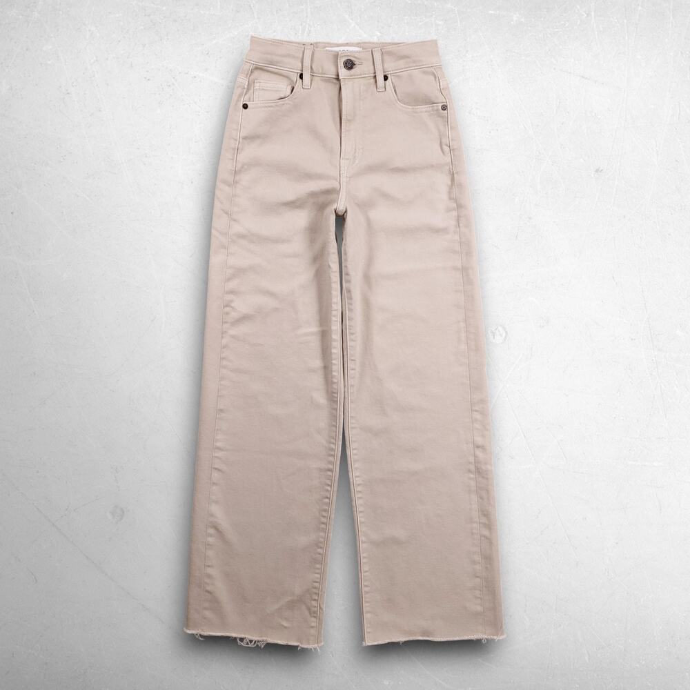 Hidden‎ Wide Leg Jeans Women 22 Beige Mid Rise Relaxed Raw Hem Stretch Denim
